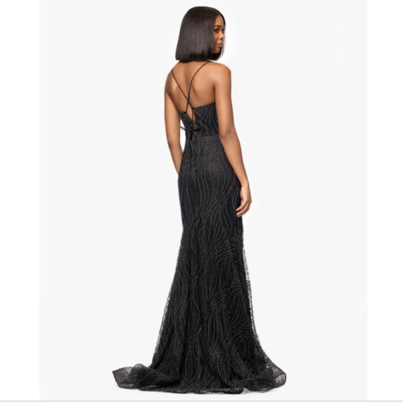 Blondie Nites Dresses & Skirts - Blondie Nites Juniors' Glitter Trumpet-Skirt Gown - Black SZ:3